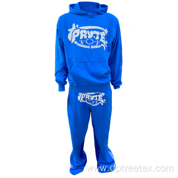 Custom Printing Hoodie And Stacked Flared Sweatpants Set